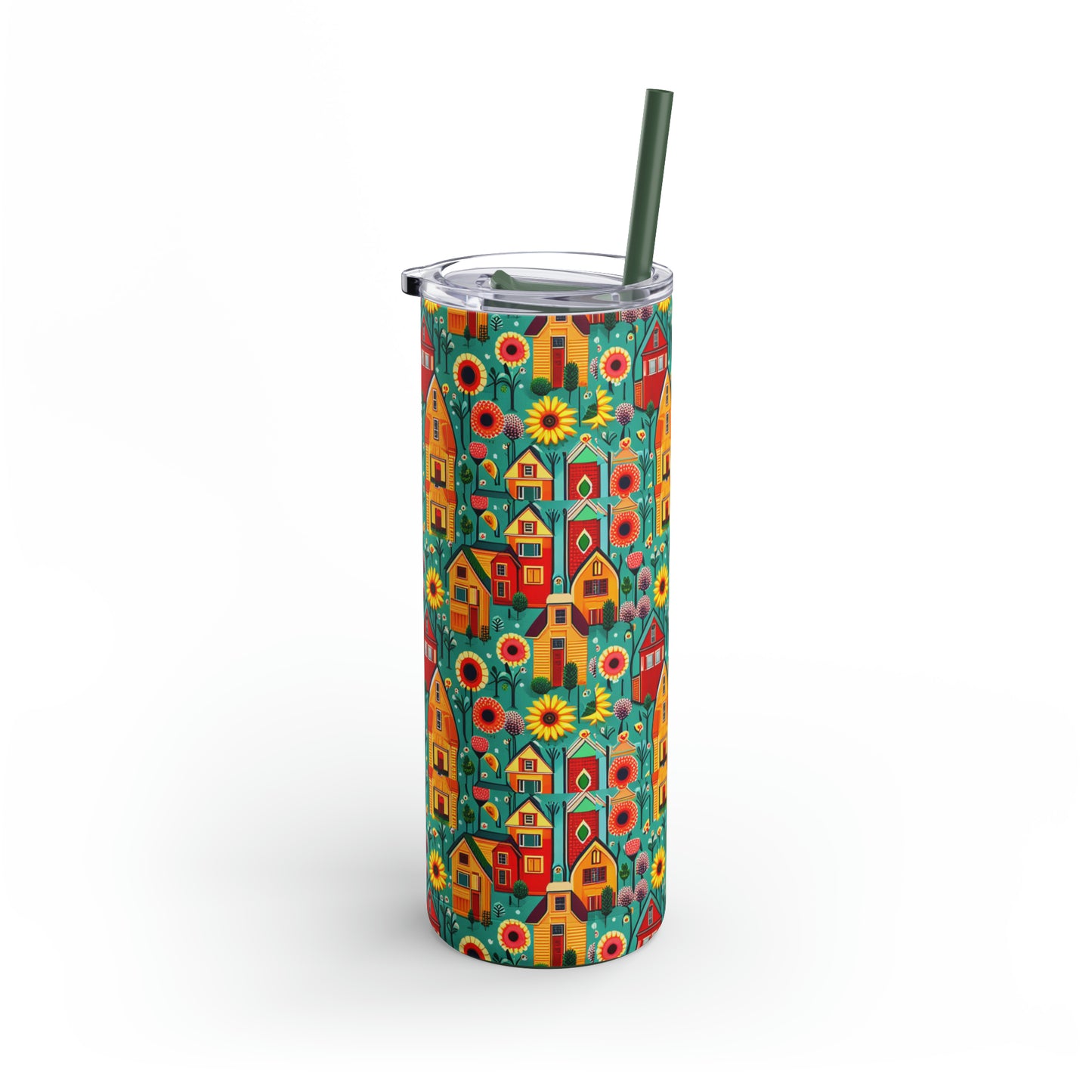 Tiny Houses and Sunflower Oh My - Maars Maker Skinny Matte Tumbler, 20oz - Great Gift