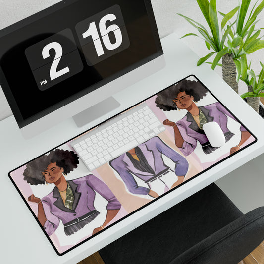 Black Business Woman Desk Mat