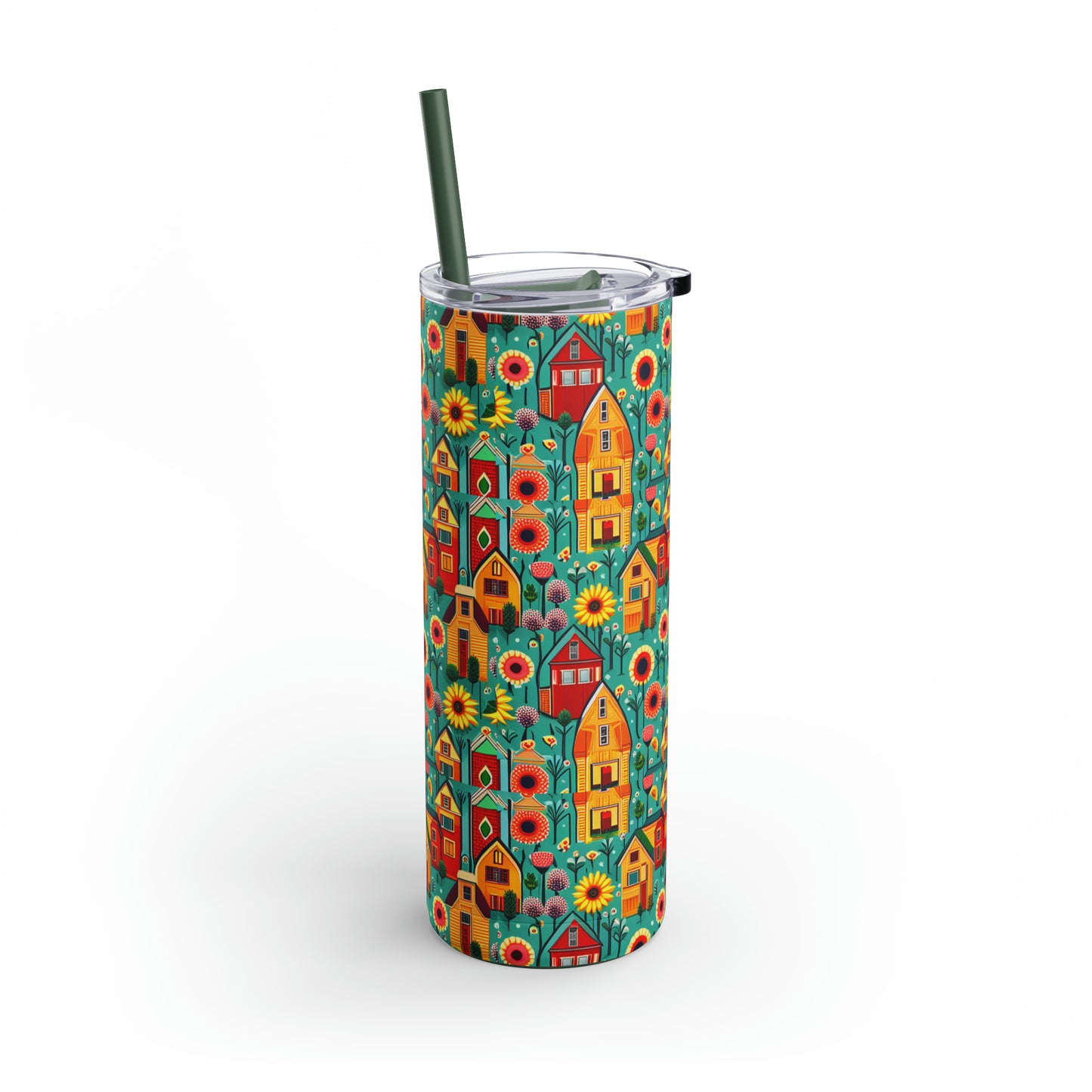 Tiny Houses and Sunflower Oh My - Maars Maker Skinny Matte Tumbler, 20oz - Great Gift