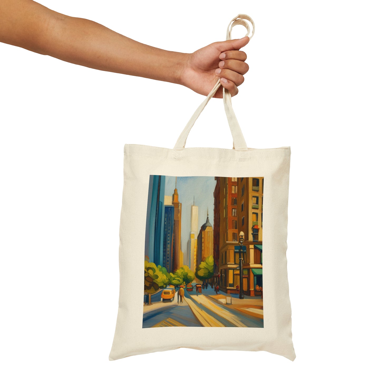 "Bustling City" Cotton Canvas Tote Bag