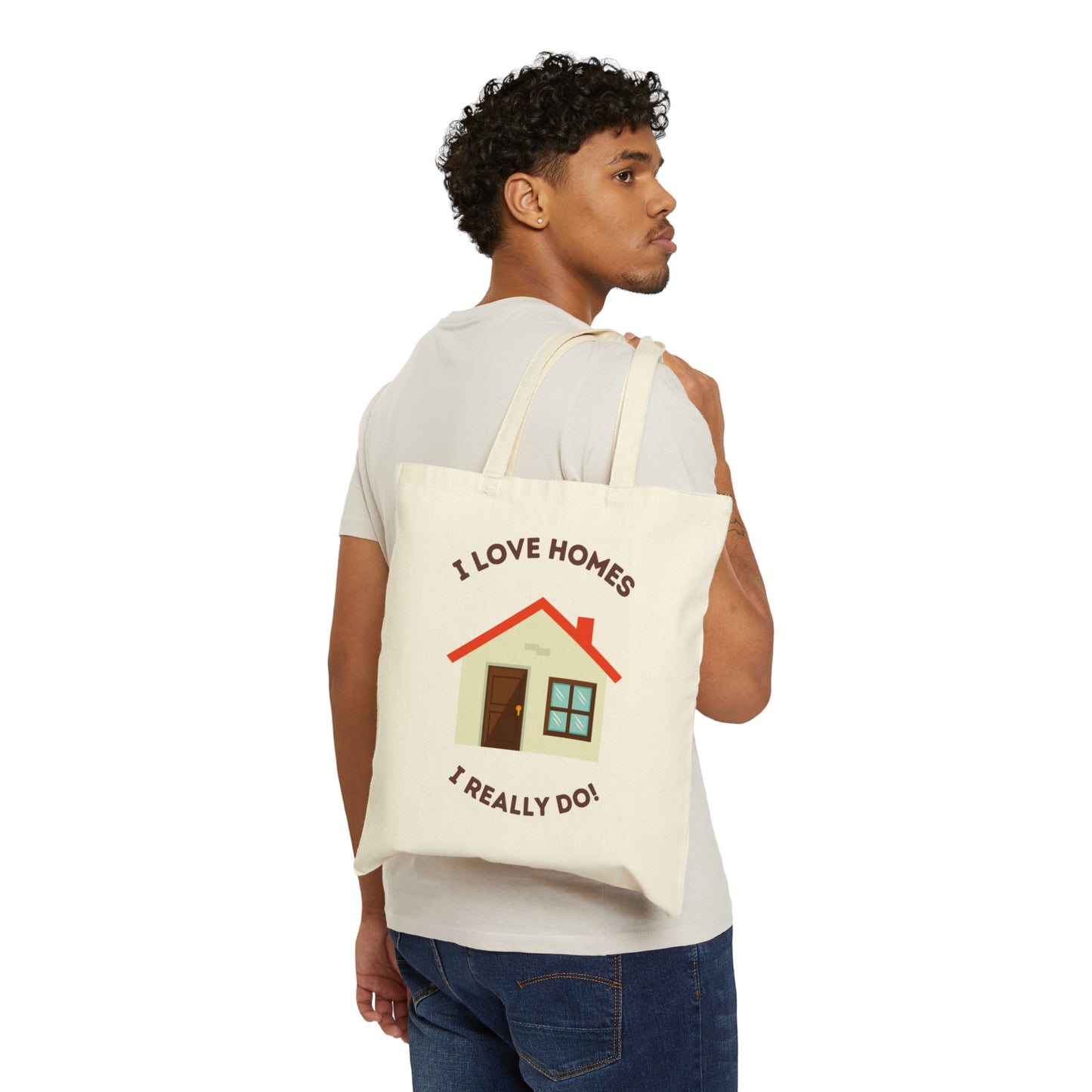 I Love Homes Cotton Canvas Tote Bag