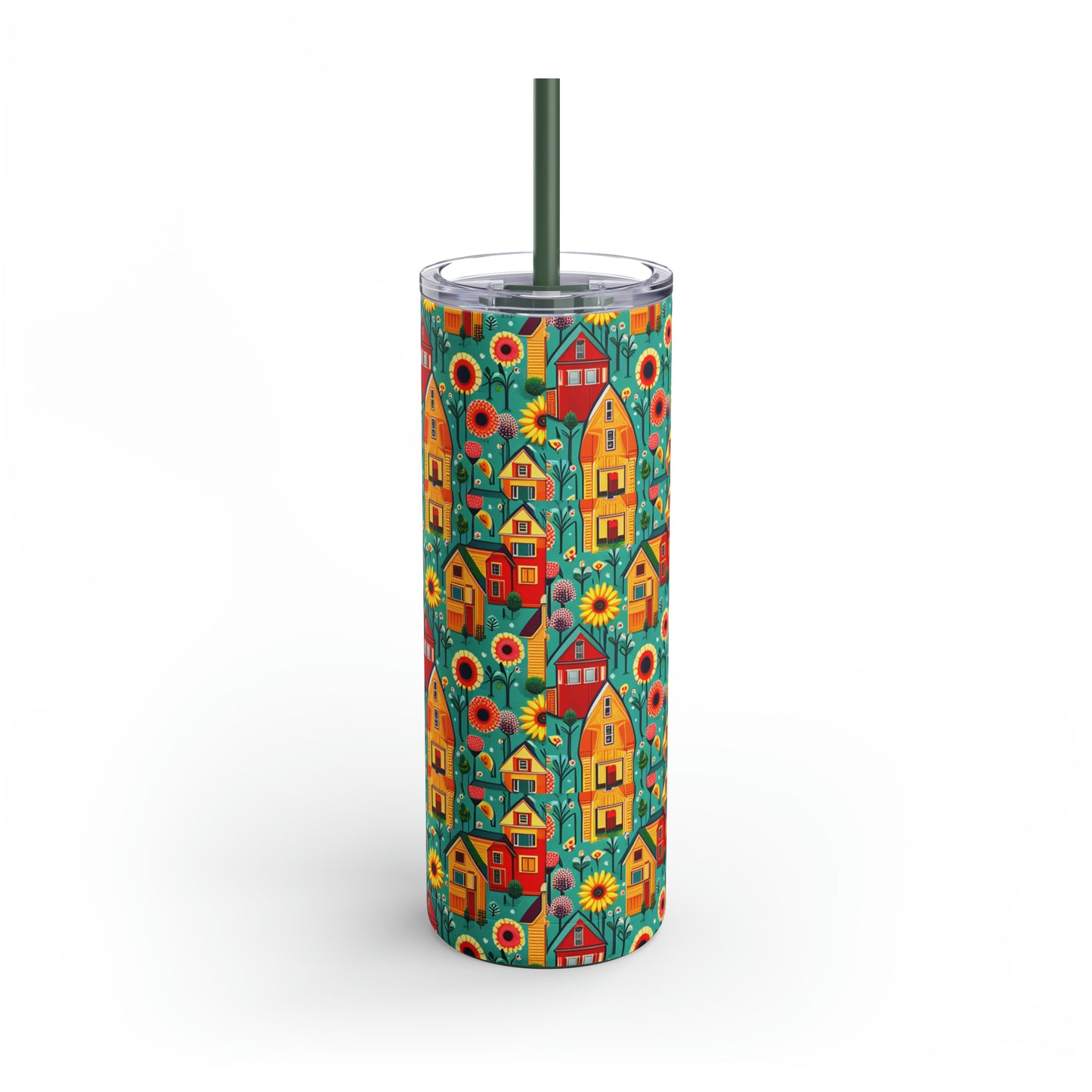 Tiny Houses and Sunflower Oh My - Maars Maker Skinny Matte Tumbler, 20oz - Great Gift