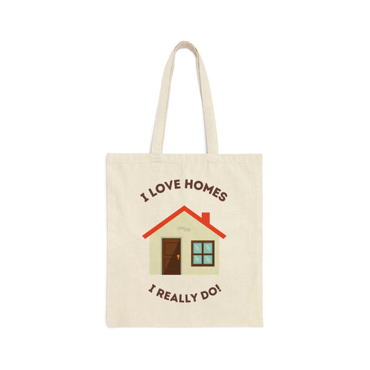 I Love Homes Cotton Canvas Tote Bag