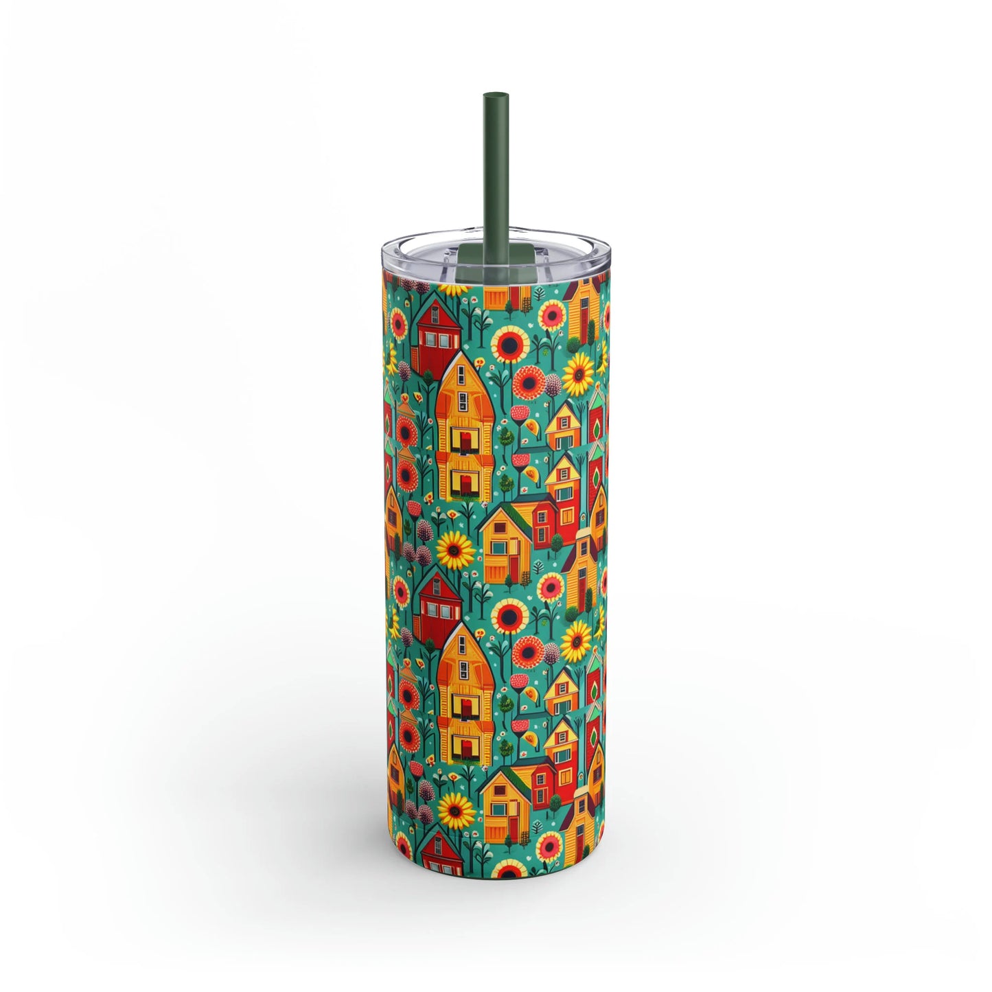 Tiny Houses and Sunflower Oh My - Maars Maker Skinny Matte Tumbler, 20oz - Great Gift